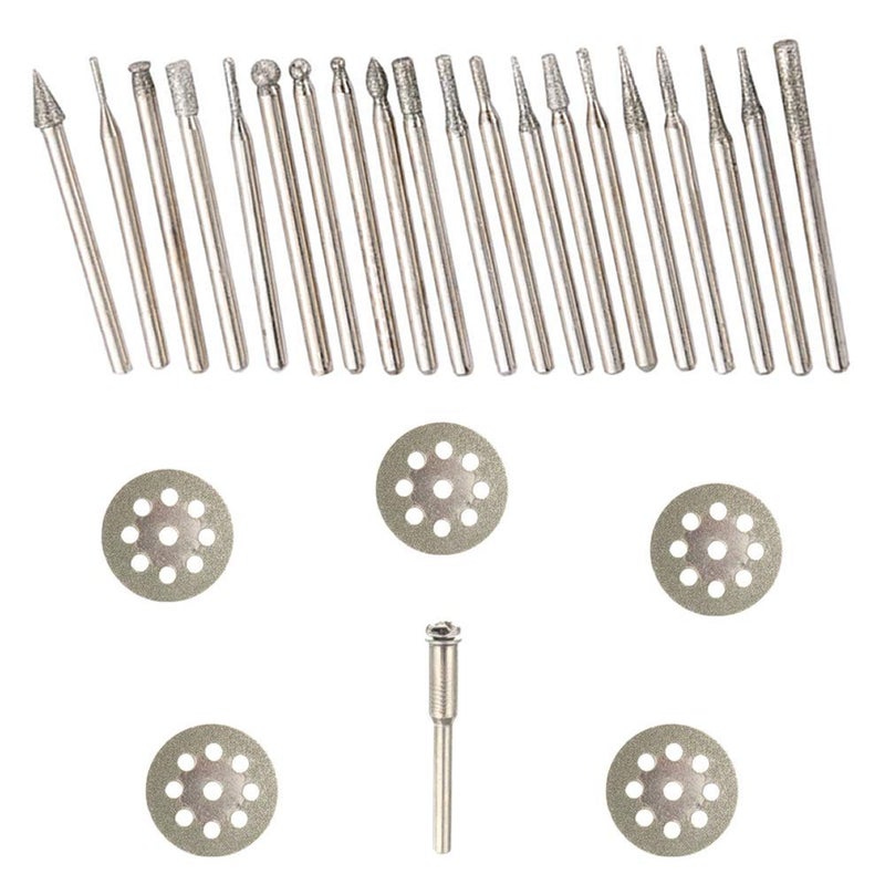 ALLmuis Diamond Burr Set For Rotary Tool Grinding Carving Notching Bur Bit Stone Tile Glass Lapidary Jewelry Die Grinder Coated File Cutter Cutting Kit - Image 1
